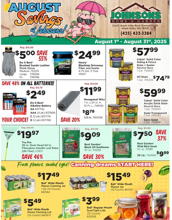 Johnsons August Summer SAVINGS SALE - Ends August 31st, 2025