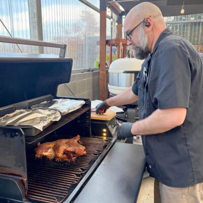 Jim at Johnsons Home & Garden - Grilling a spatchcocked turkey