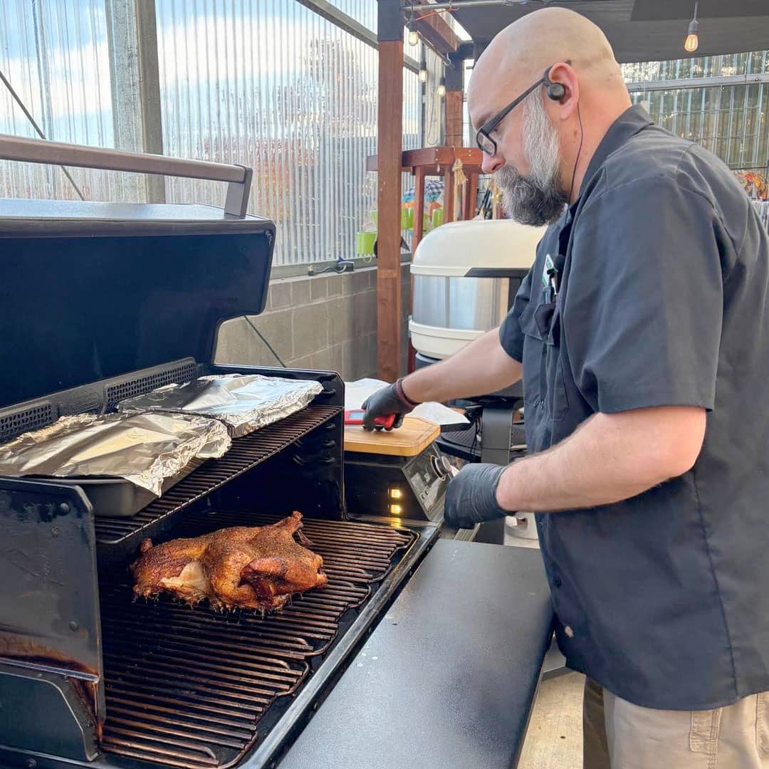 Jim at Johnsons Home & Garden - Grilling a spatchcocked turkey