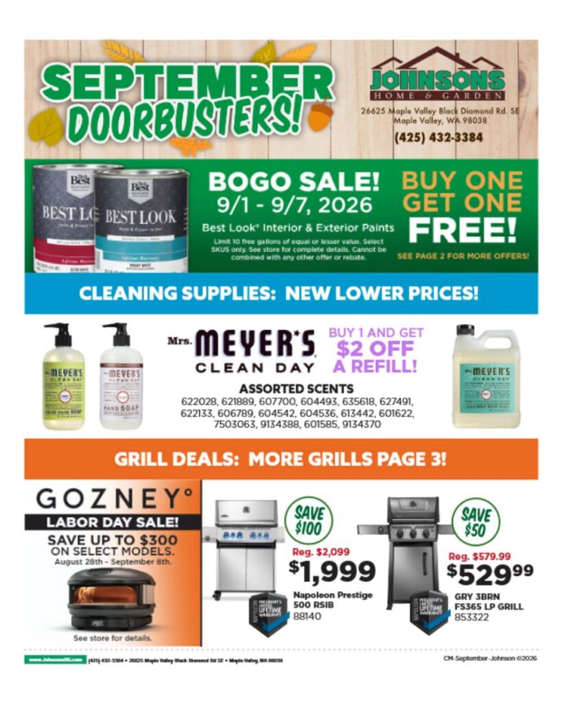 Johnsons Home & Garden Sales Flyer for September 2026 - Page 1